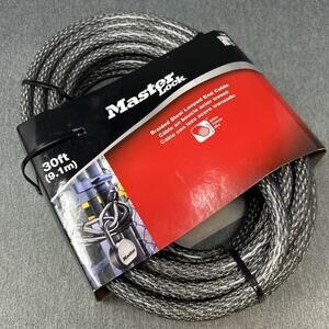 NEW Master Lock 70D Heavy Duty 30ft Braided Steel Looped End Security Cable